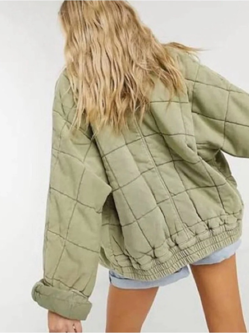 Free People Dolman Quilted Knit Jacket in Moss - Picture 2 of 16